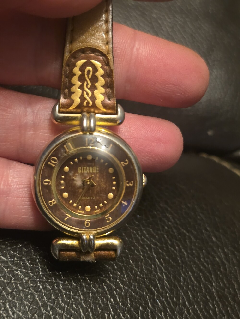Gitande Brown Leather Strap Vintage-Inspired Watch
